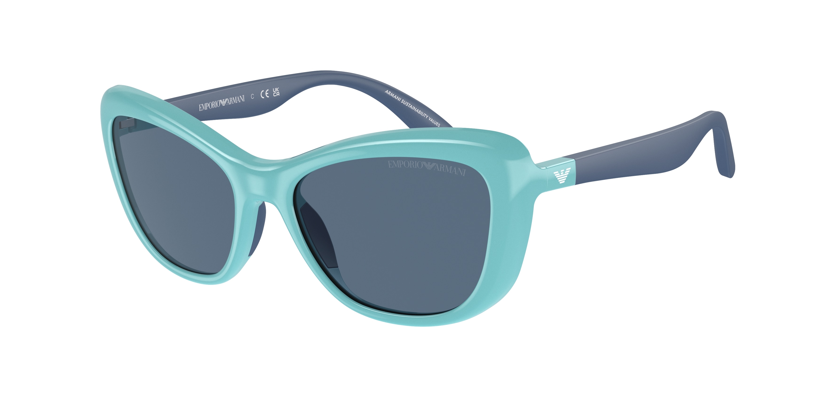 Emporio Armani Enfant EK4004 613280 Lunettes De Soleil Injecté Bleu Bleu Papillon Normale-image